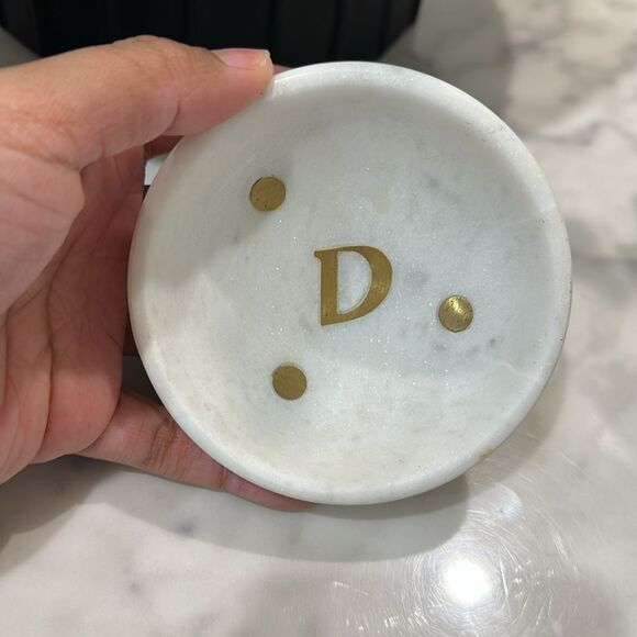 Anthropologie “D” Marble Mono Trinket Dish - Picture 3 of 7